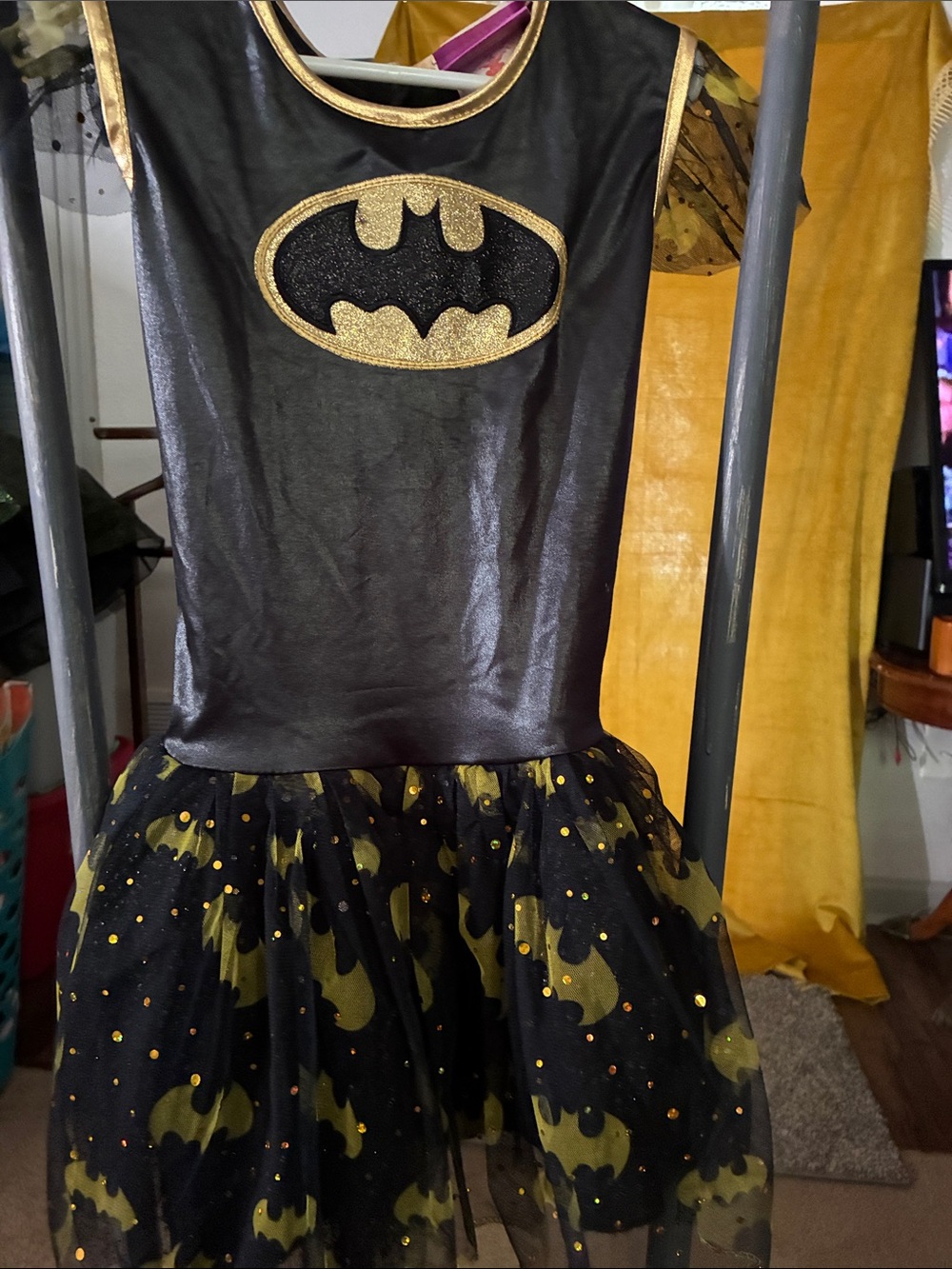 Rubie's Black and Gold Bat Emblem Tulle Superhero Dress